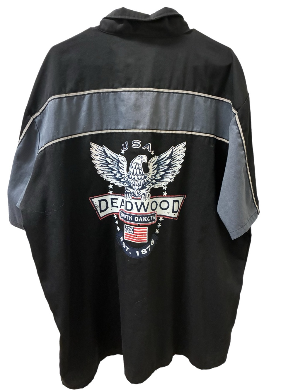 Deadwood Eagle Graphic Short-Sleeve Shirt - Black/Gray Biker Shop Work 3XL
